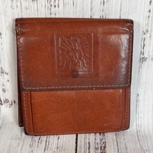 Vintage Anne Klein by St Thomas Cowhide Leather Mens Wallet Brown Foldover